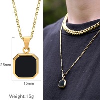 Collier pendentif en forme de cube géométrique en métal noir et blanc pour hommes, bijoux en acier inoxydable, style européen et américain