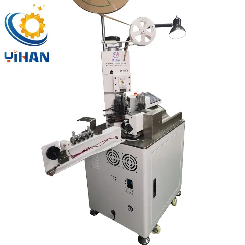 YH-DT02-1 hoàn toàn tự động một đầu thiết bị đầu cuối Máy Uốn Tóc bồng kết nối điện tử cáp Tước Máy Uốn Tóc bồng