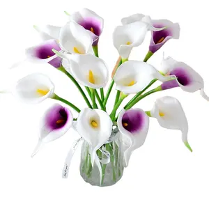 Bán buôn PU mô phỏng hoa cảm thấy cuộc gọi Lily đám cưới giữ hoa trang trí nhà nhân tạo cuộc gọi lily hoa-trắng tím