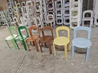 Ensemble de 4 chaises de salle à manger en bois massif, dossier rond, assise confortable, chaise Rey pour la maison