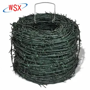 Hot sale pvc coated 25kilos roll length barbed wire diameter specifications alambre de pua para cerca for home