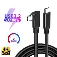 Kabel USB C 3.2 Gen 2 Tipe C ke USB C 20Gbps 4K 60HZ Video VR Kabel Data 5A 100W PD Pengisian Cepat untuk Laptop Macbook Pro iPad