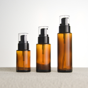 Hot Amber <strong>Glass</strong> Pump <strong>Bottles</strong> Flat Shoulder Refillable Spray <strong>Bottle</strong> for Serum Essential Oil Perfume Lotion <strong>30ml</strong> 40ml 60ml - Product Image 2