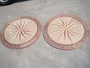 Parquet en bois massif avec motif de <span class=keywords><strong>rose</strong></span> <span class=keywords><strong>des</strong></span> <span class=keywords><strong>vents</strong></span>, design en bois incrusté, marqueterie en bois - Product Image 3