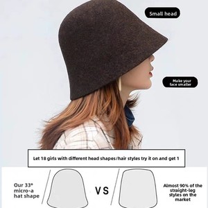 Chapeau de pêcheur en laine australienne pour femme, automne/hiver, luxe léger, haut de gamme, effet amincissant, chapeau seau chaud de qualité supérieure, style britannique - Product Image 5