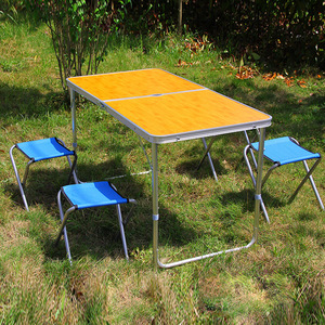 <b>Portable</b> Folding Outdoor <b>Table</b> Bamboo Aluminum Alloy 60x60x10cm Minimalist Design For Picnic And Home Use - Product Image 2
