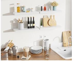 Bộ hiện đại của 3 tự nhiên bằng gỗ nổi Kệ tường cho nhà lưu trữ tổ chức cho phòng khách nhà bếp phòng tắm phòng ăn - Product Image 2