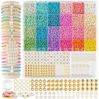 Kit de perles de rocaille en verre 3mm 24 couleurs pour la fabrication de bijoux et de bracelets d'amitié pour filles et adultes