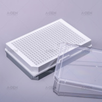 Plaque ELISA blanche à 384 puits, haute capacité d'adsorption, stérile, sans couvercle, en polystyrène
