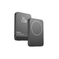 Batterie externe magnétique sans fil en aluminium 5000 mAh ultra-mince Li-Polymère 20W à charge rapide avec support de téléphone et affichage LED Type C