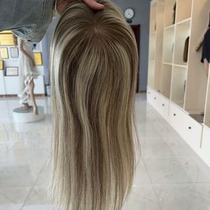 5x6.5 Taille Soie Base Topper Blonde Balayage Couleur Vierge <span class=keywords><strong>Cheveux</strong></span> Humains Toppers - Product Image 3