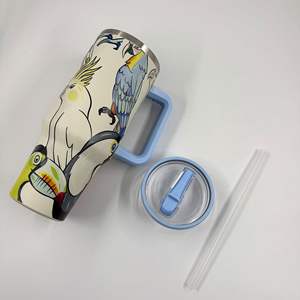 Vente en gros de gobelets isothermes sous vide de 40 oz, gobelets isothermes en acier inoxydable à dessin animé, gobelets de voyage d'extérieur avec poignée et sangle - Product Image 3