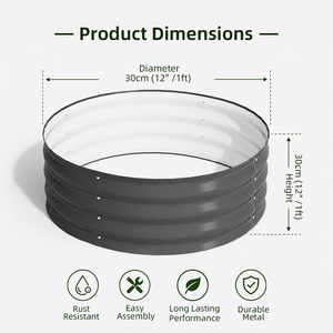 Bac de Jardin Surélevé Rond de Qualité Commerciale en Acier Galvanisé, Assemblage Modulaire, Prise en Charge OEM ODM, Jardinière Extérieure pour Légumes et Herbes - Product Image 3
