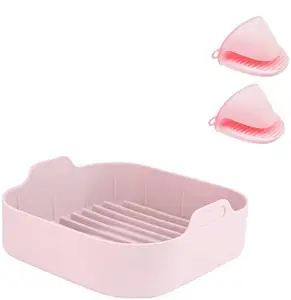 烤架锅托盘烹饪炸锅配件可重复使用的替换衬垫方形硅胶锅空气炸锅烤篮