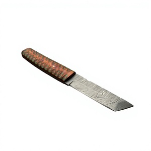 Cuchillo de hoja fija con punta de clip de acero de Damasco, mango de madera Pakka, dureza 58-60, garantía de 3 años, grado industrial, 20 cm, para camping - Product Image 3