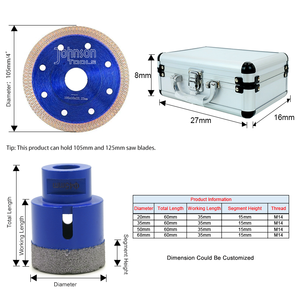 चीनी मिट्टी के टाइल, सिरेमिक, संगमरमर, चिनाई के लिए चीनी मिट्टी काटने वाली डिस्क और ड्रिल बिट सेट - Product Image 3