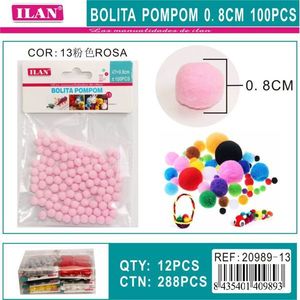 Palline Pompon ILAN 0,8 cm Rosa 100 Pezzi per Decorazioni Artigianali - Product Image 1