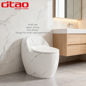 Inodoro de una pieza de cerámica de mármol blanco con diseño de lujo en forma de huevo, superventas, para baño, montado en el suelo - Product Image 1