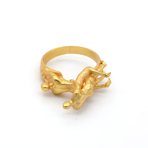 BEST <b>Gold</b> Plated Brass <b>Rings</b> Textured Figural <b>Cocktail</b> <b>Ring</b> Trendy Statement Finger Jewelry for Party Gift - Product Image 1