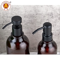 Bouteilles en plastique rondes personnalisées de 500 ml, en PET noir, pour gel douche, flacon de lotion avec pompe pour liquide vaisselle
