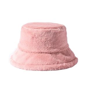 Solid Color Resemble Rabbit Hair Bucket <b>Hat</b> Winter Unisex <b>Warm</b> <b>Hats</b> Custom logo Outdoor Windproof Bucket <b>Hats</b> - Product Image 6