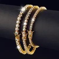 Juncheng-pulsera de tenis de cadena bañada en oro para hombre y mujer, Plata de Ley 925, 10K, 14K, 18K, diamante
