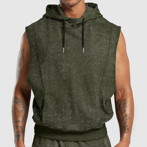 New <b>men's</b> European and American street trend fashion distressed floral <b>sleeveless</b> hooded <b>sleeveless</b> top - Product Image 5
