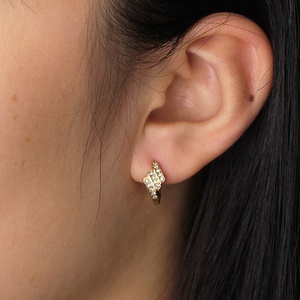 Pendientes de Aro de Acero Inoxidable Chapados en Oro de 18K, Geométricos con Circonita, Joyería de Moda, Pendientes Huggie Modernos para Mujer, Excelente Idea de Regalo - Product Image 6