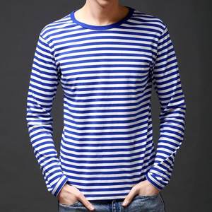 Wholesale Summer <b>Men's</b> 100% Cotton <b>Long</b> <b>Sleeve</b> T-<b>Shirts</b>-Anti-Pilling Quick Dry Plus Size <b>Striped</b> Pattern Casual Style - Product Image 3