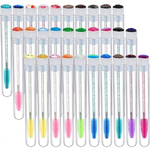 Brosse à cils jetable avec manche diamanté et tube hygiénique, en nylon et plastique, pour extensions de cils, fournitures de salon - Product Image 1