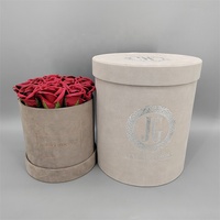 Boîtes cadeaux rondes en carton recyclé gris personnalisées pour bouquets et fleurs avec emballage de présentation en feuille d'aluminium avec logo personnalisé