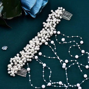 웨딩 여성과 소녀를위한 수제 패션 화이트 진주 신부 헤어 클립 쥬얼리 핀이있는 수제 신부 헤어 액세서리 - Product Image 5