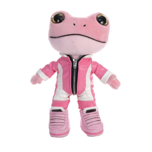 Peluche Mascotte Rana <span class=keywords><strong>Rosa</strong></span> Personalizzato, Bambola di Peluche a Forma di Rana con Tuta da Corsa in Pelle PU <span class=keywords><strong>Rosa</strong></span> e Sneakers, Giocattolo di Peluche Animale Cartone Animato Personalizzato - Product Image 1