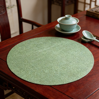 En gros, Napperon de table rond moderne style nordique en jute tressée verte, isolant thermique et anti-brûlure, pour table à manger occidentale, également dessous de verre