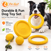 Disque volant pour chien en EVA, jouet à mâcher avec anneau de traction et balle nouée, pour l'entraînement interactif des chiens de toutes tailles