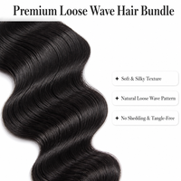 Extensions de cheveux humains brésiliens ondulés 12A, mèches de cheveux vierges non traités, noir naturel, extensions de cheveux brésiliens