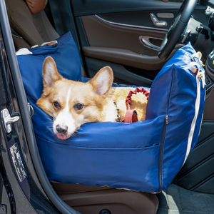 Portable Lightweight <b>Pet</b> Car Seat <b>Carrier</b> Blue Waterproof Foldable Dog Travel Bed with Zipper for Car Interior Use All-Season - Product Image 1