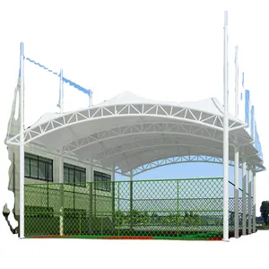 PVDF 테니스 및 농구 코트 그늘 텐트 커버 크로스 스틸 프레임 스타일 패브릭 그래픽 기술 디자인 및 엔지니어링