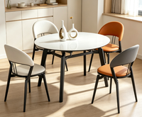 Table à manger ronde extensible moderne de luxe, 6 places, style italien, plateau en pierre frittée marbrée avec structure en métal, pour la maison et la cuisine