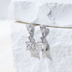 Pendientes de Oro Blanco de 9K con Diamante de Laboratorio de 1 Quilate, Modelo MSE-697 de Messi Jewelry, en Existencia - Product Image 1