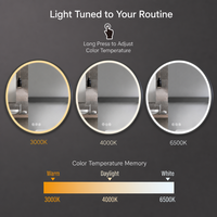 Miroir de salle de bain moderne encadré avec éclairage LED, interrupteur tactile, lumière LED intelligente, cadre en aluminium, indice de protection IP44, pour usage hôtelier