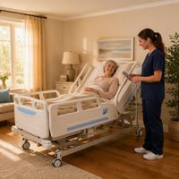 Lit d'hôpital électrique 5 fonctions, lit médical pour patients en soins intensifs, lit d'allongement réglable, équipement de soins infirmiers