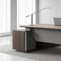 Scrivania Direzionale Moderna in Legno, Design Minimalista, Grande Scrivania Modulare con Presa Elettrica per Ufficio Finanziario, Direttamente dalla Fabbrica
