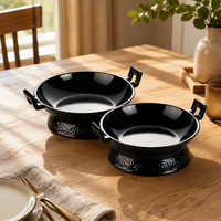 Assiettes à fondue en mélamine noir mat avec support, best-seller