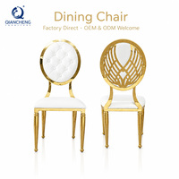 Chaise d'événement de luxe moderne avec siège en PU et structure en acier inoxydable doré miroir pour mariage, hôtel, banquet - Vente en gros de mobilier