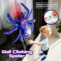 Mainan Laba-laba RC Panjat Dinding untuk Anak-anak, Robot Hewan Plastik Realistis Berputar dengan Lampu LED, Dapat Dikendalikan dari Jarak Jauh
