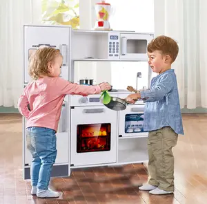 Di Vendita calda Su Ordinazione Del Bambino Pretend Cucina Pretend Giochi di Ruolo Set Per Bambini Giocattoli di Legno Da Cucina Con I Suoni di Luce