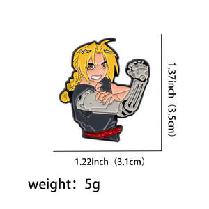 Broches en métal de style artisanal DIY, badge Fullmetal Alchemist Edward <span class=keywords><strong>Alphonse</strong></span> Elric, bijoux de mode, broches en alliage de dessin animé, broche d'anime - Product Image 3