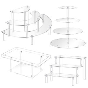 Sdajshdw 6Pcs Buffet Risers Mirror Acrylic Food Risers For Buffet Table Silver Food Display Risers Party Buffet Risers Stands Display Catering Dessert Je