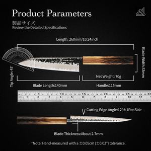 Couteau de chef en cuivre damas Vg 10 couteau de cuisine japonais en acier manche en bois de chêne carbonisé - Product Image 5